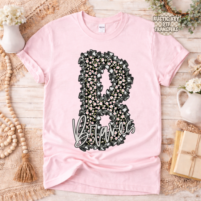 Braves Gingham & Ruffles Mascot DTF Transfer, Ready to Press