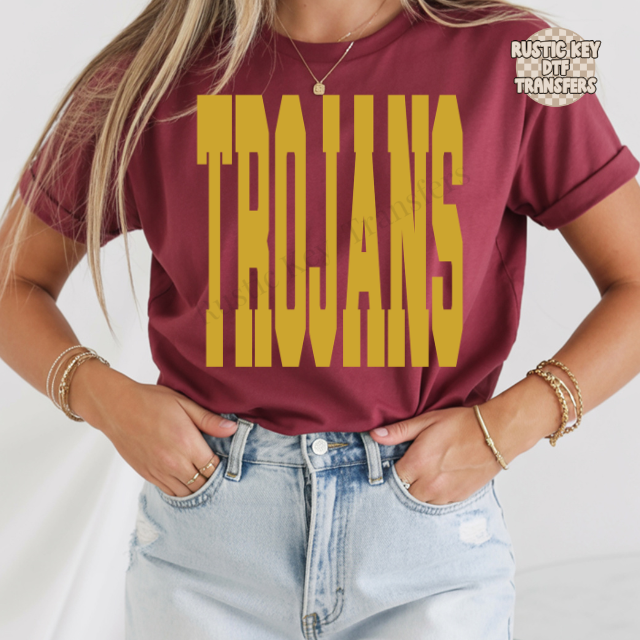 Trojans tall DTF Transfer, Ready to Press Rustic Key Transfers