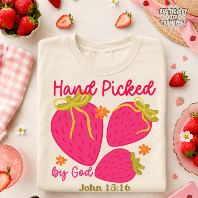 Hand picked by God DTF Transfer, Ready to Press Rustic Key Transfers