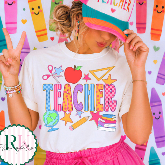 Teacher Back to school DTF Transfer, Ready to Press Rustic Key Transfers