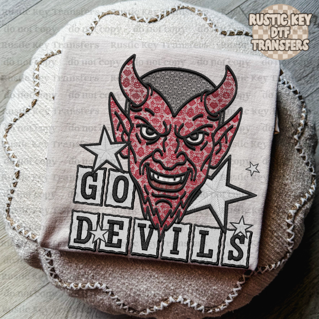 Go Red devils Lace DTF Transfer, Ready to Press