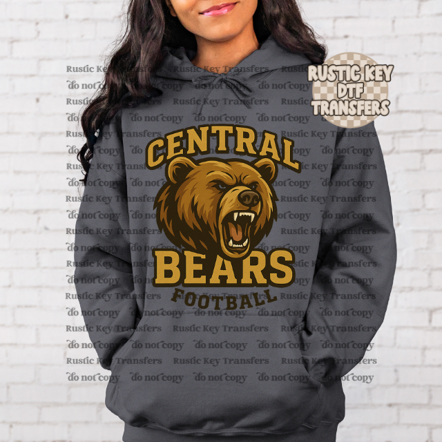 Central Bears mascot Football Gildan Hoodie