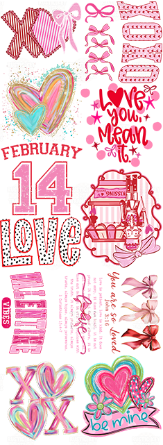 Valentine 22x60 Premade Gang sheet DTF Transfer, Ready to Press