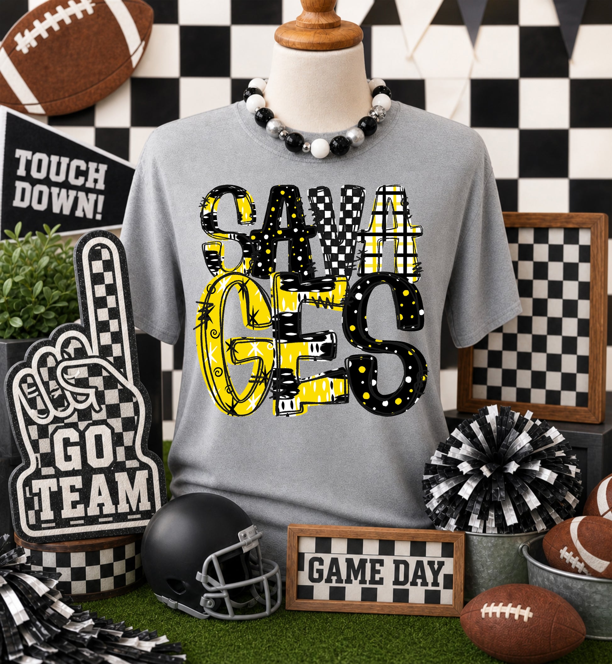 Game day yellow mascots DTF Transfer, Ready to Press Rustic Key Transfers