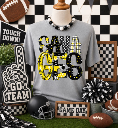 Game day yellow mascots DTF Transfer, Ready to Press Rustic Key Transfers