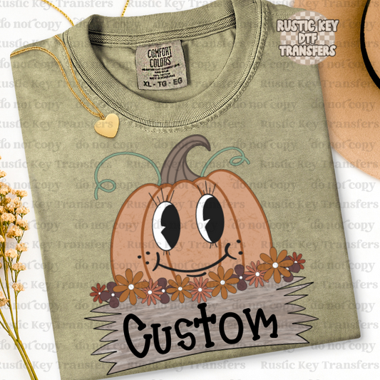 Custom name plate pumpkin DTF Transfer - Ready To Press