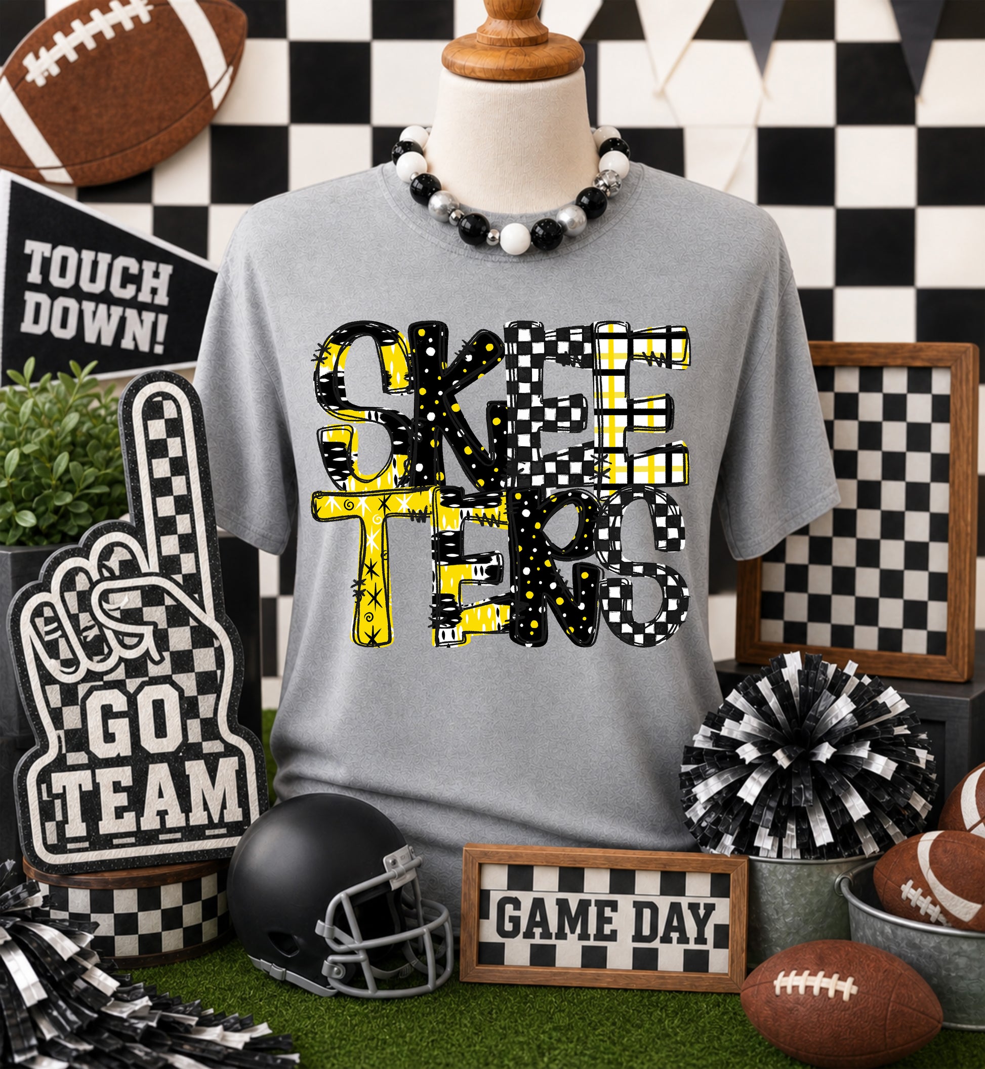Game day yellow mascots DTF Transfer, Ready to Press Rustic Key Transfers