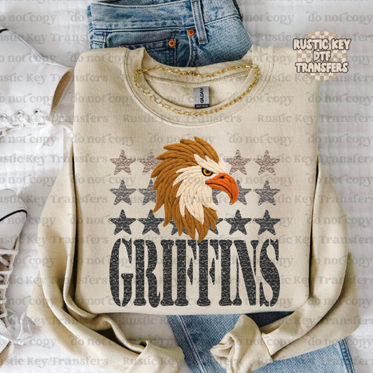 Griffins yarn mascot DTF Transfer, Ready to Press