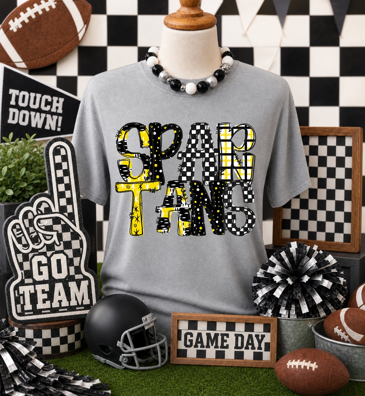 Game day yellow mascots DTF Transfer, Ready to Press Rustic Key Transfers