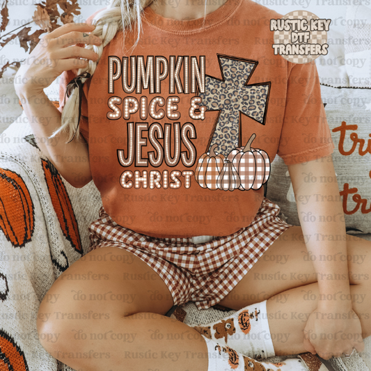 Pumpkin spice & Jesus Christ DTF Transfer - Ready To Press