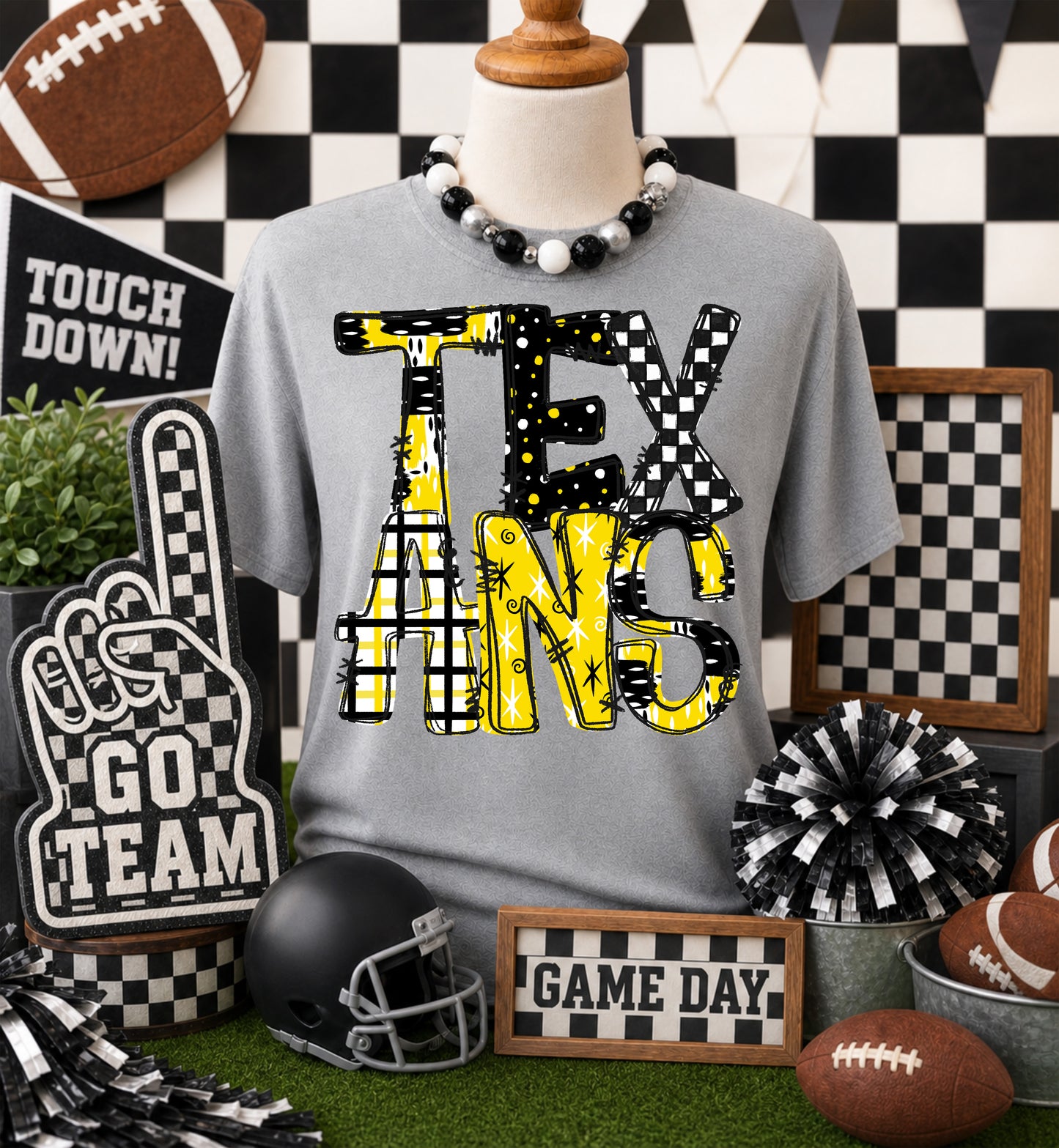Game day yellow mascots DTF Transfer, Ready to Press Rustic Key Transfers