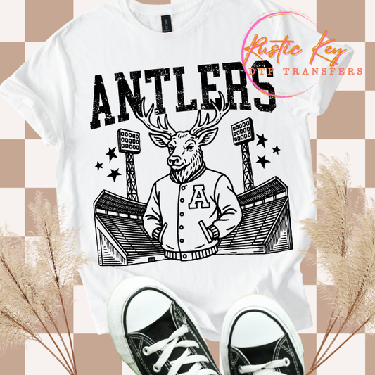 Antlers Letterman mascot DTF TRANSFER