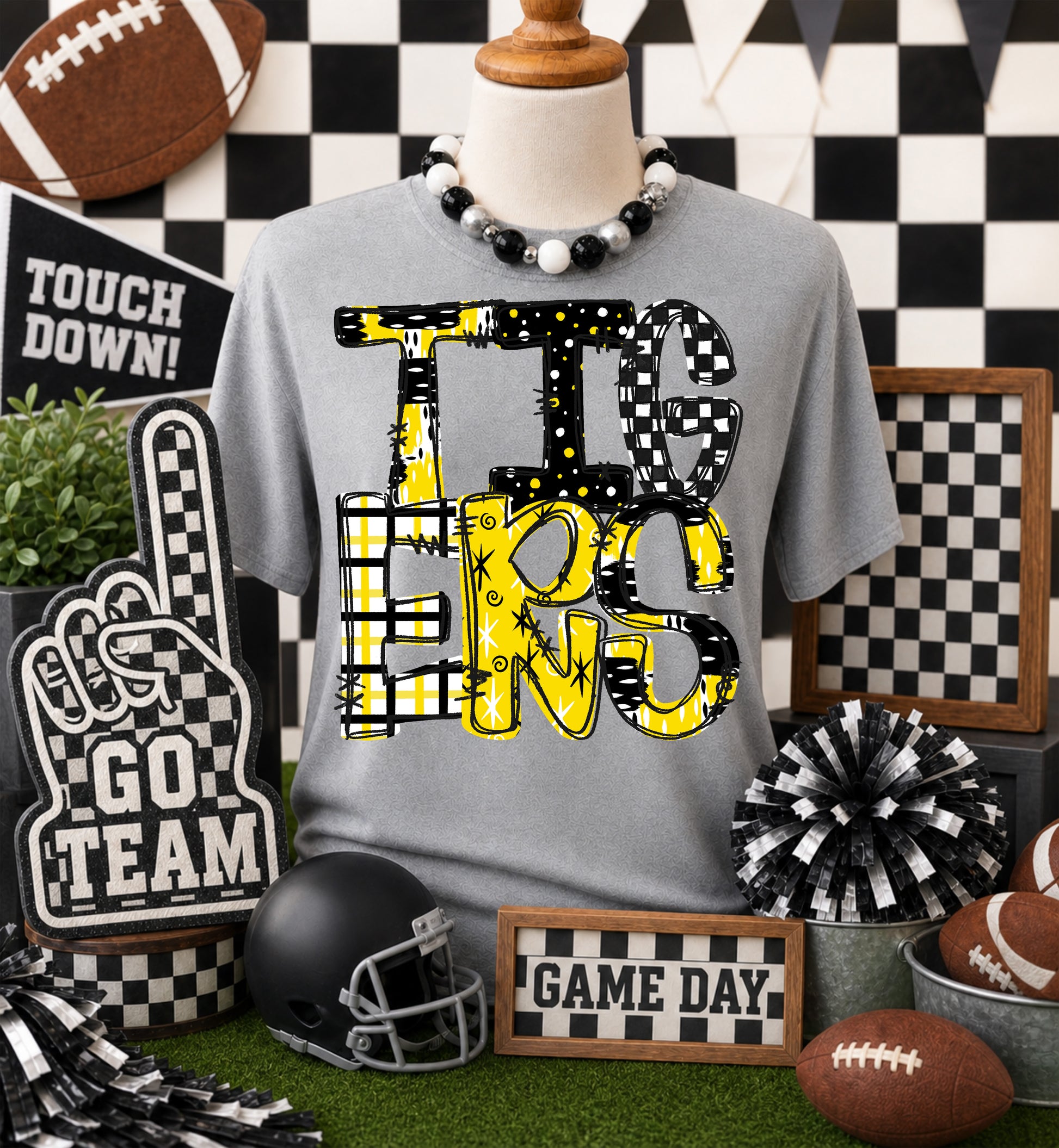 Game day yellow mascots DTF Transfer, Ready to Press Rustic Key Transfers