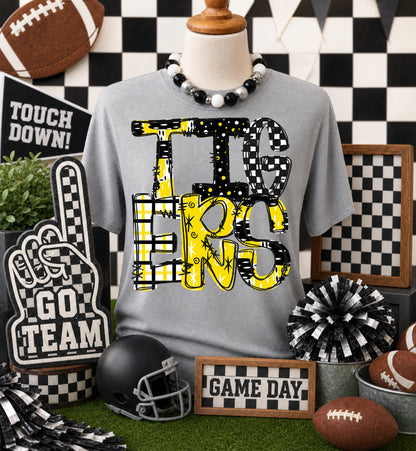 Game day yellow mascots DTF Transfer, Ready to Press Rustic Key Transfers