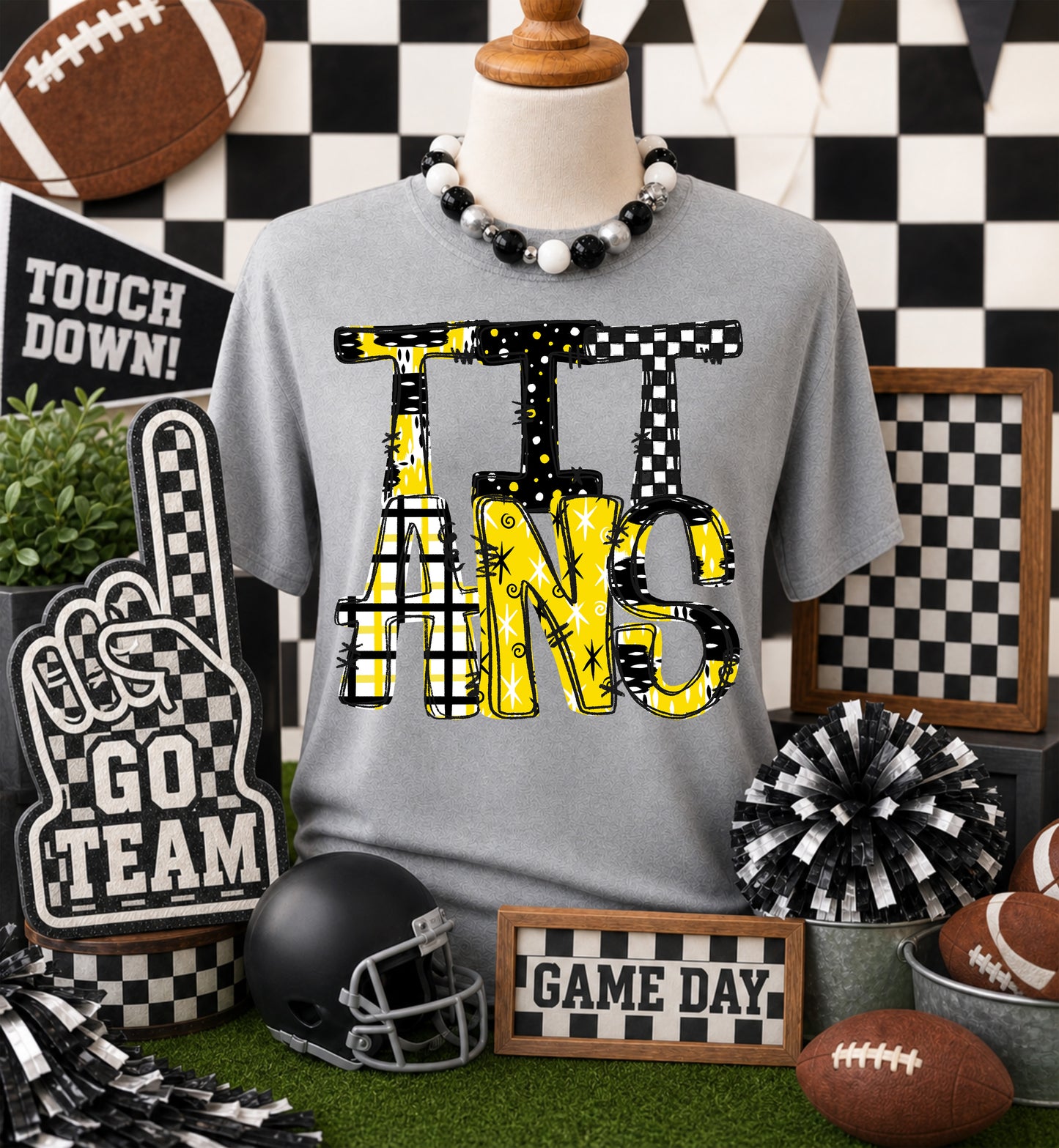Game day yellow mascots DTF Transfer, Ready to Press Rustic Key Transfers