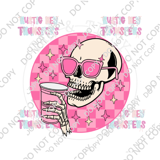 PINK SKULL DTF TRANSFER