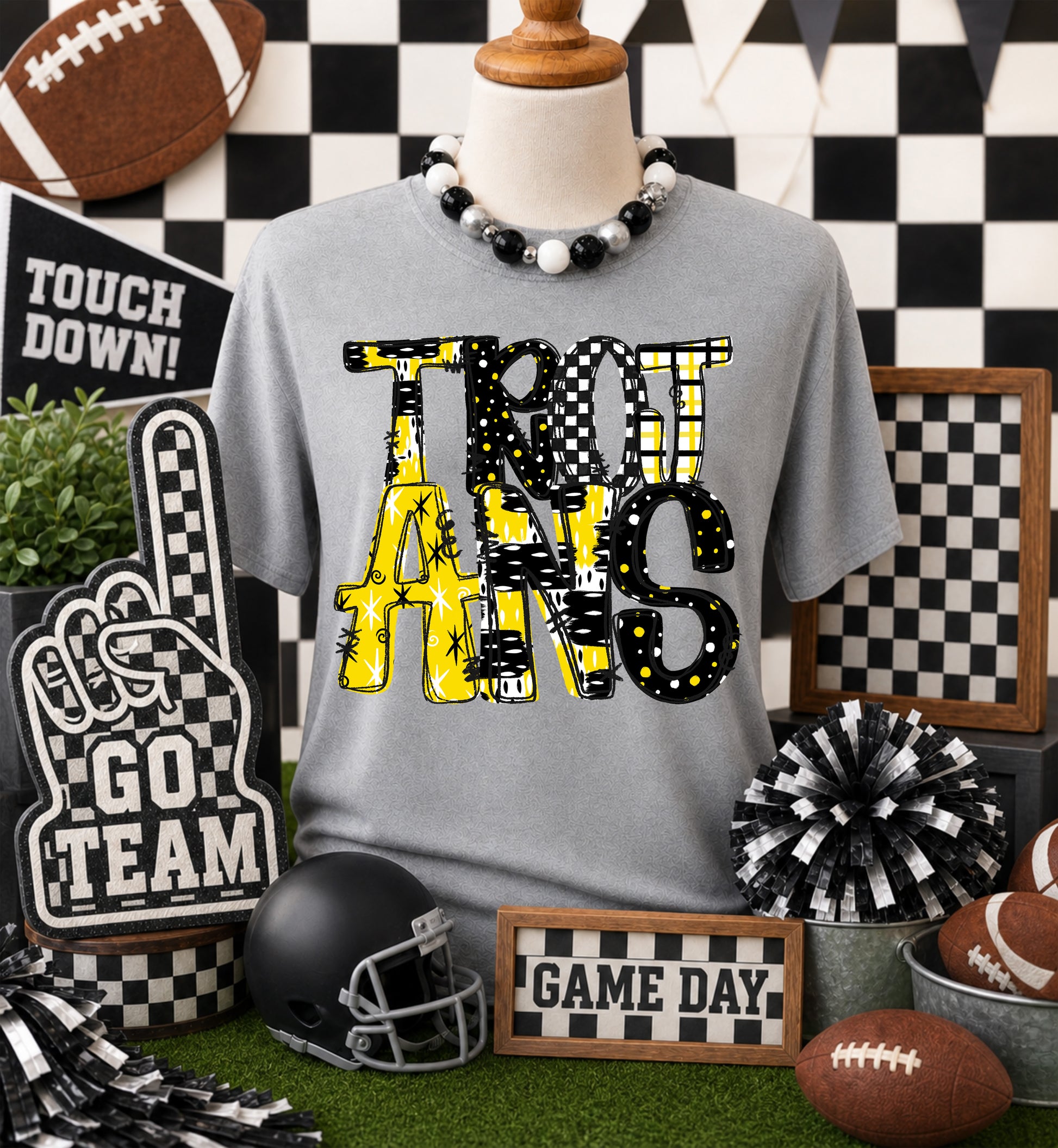 Game day yellow mascots DTF Transfer, Ready to Press Rustic Key Transfers