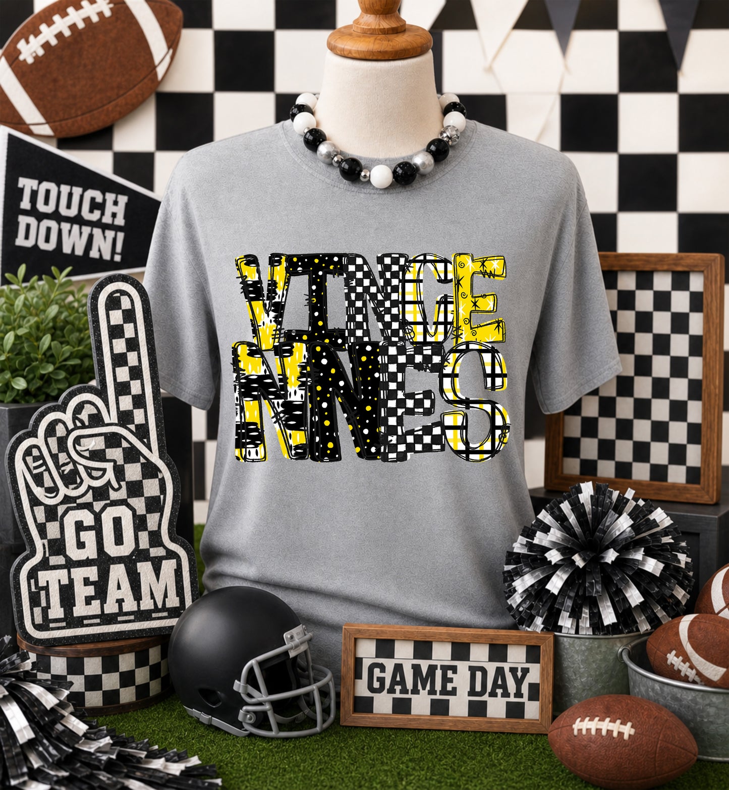 Game day yellow mascots DTF Transfer, Ready to Press Rustic Key Transfers