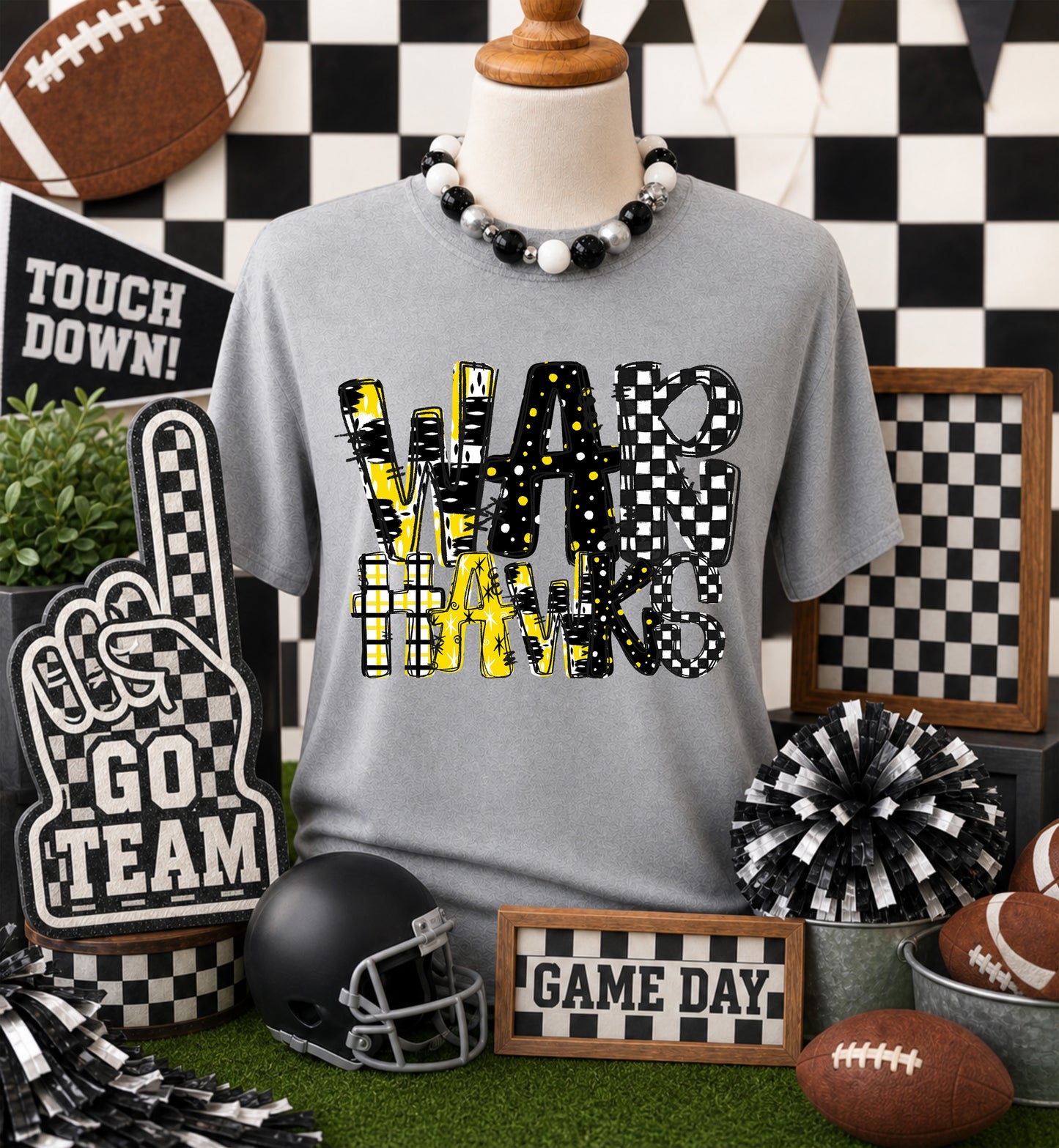 Game day yellow mascots DTF Transfer, Ready to Press Rustic Key Transfers