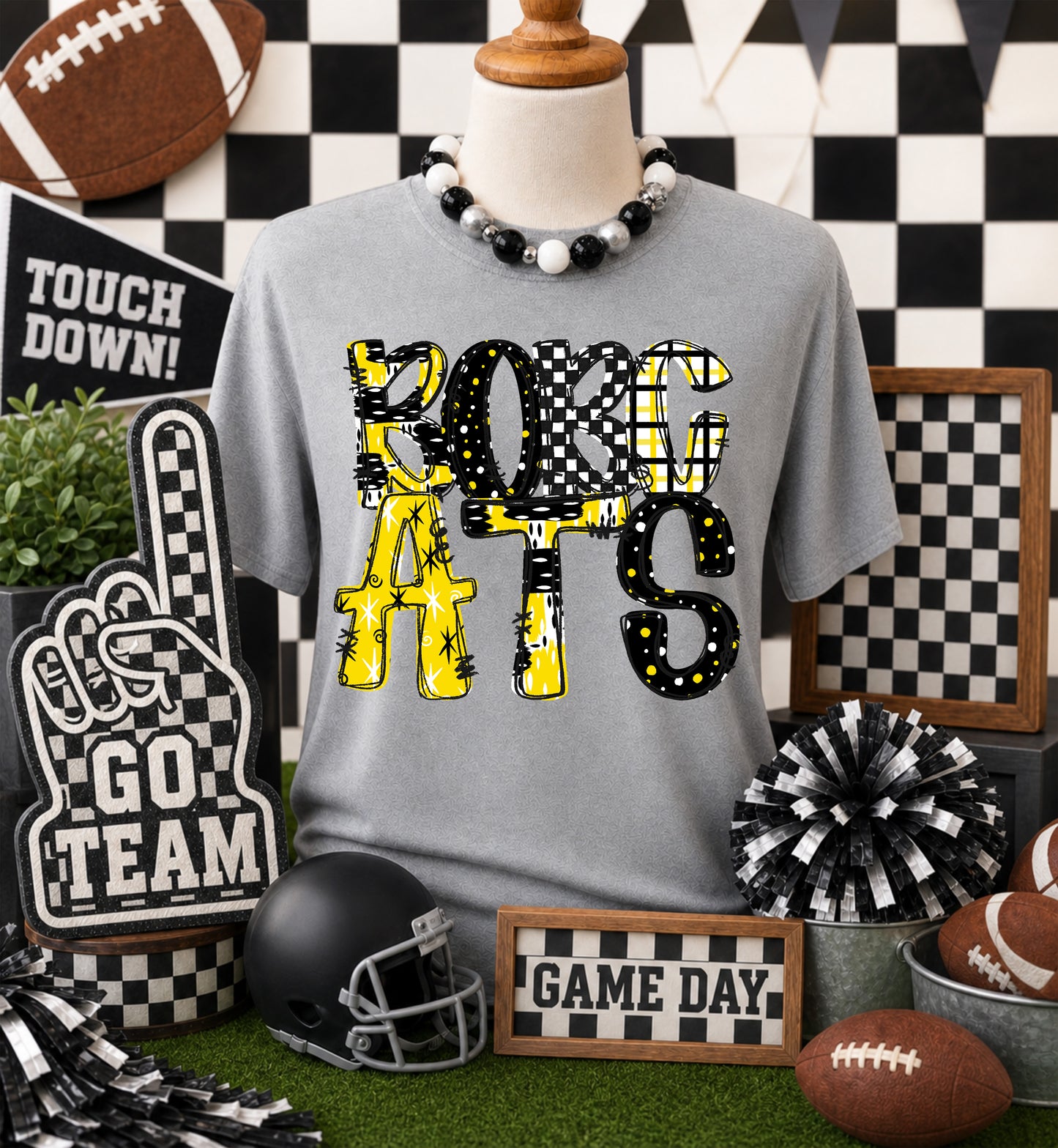 Game day yellow mascots DTF Transfer, Ready to Press Rustic Key Transfers