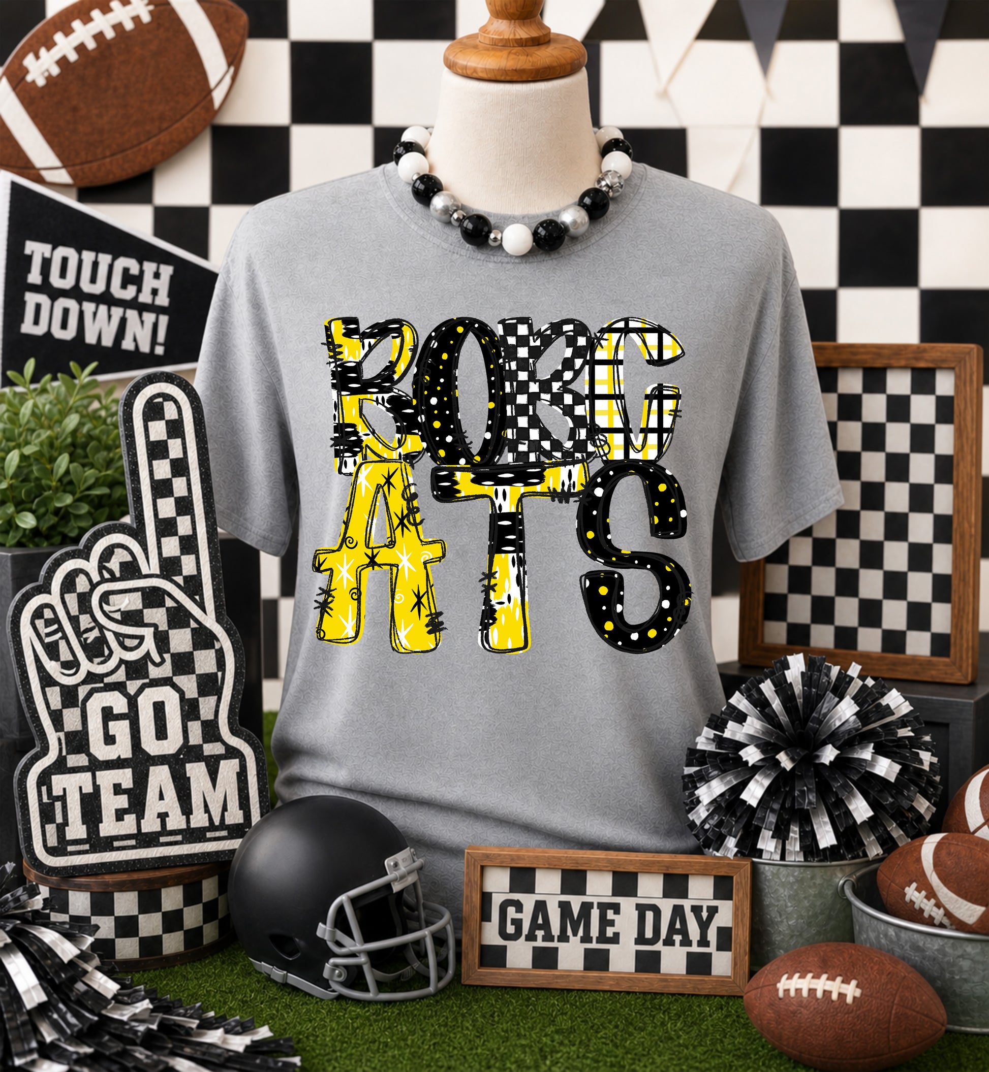 Game day yellow mascots DTF Transfer, Ready to Press Rustic Key Transfers