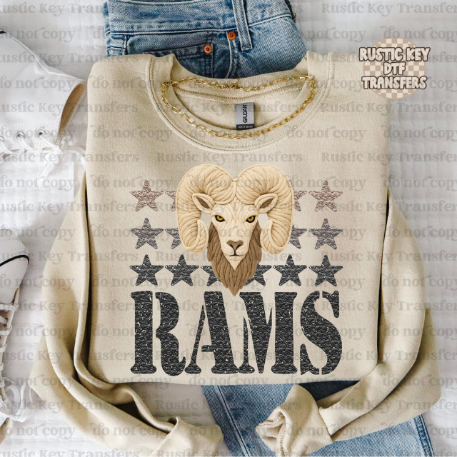 Rams yarn mascot DTF Transfer, Ready to Press