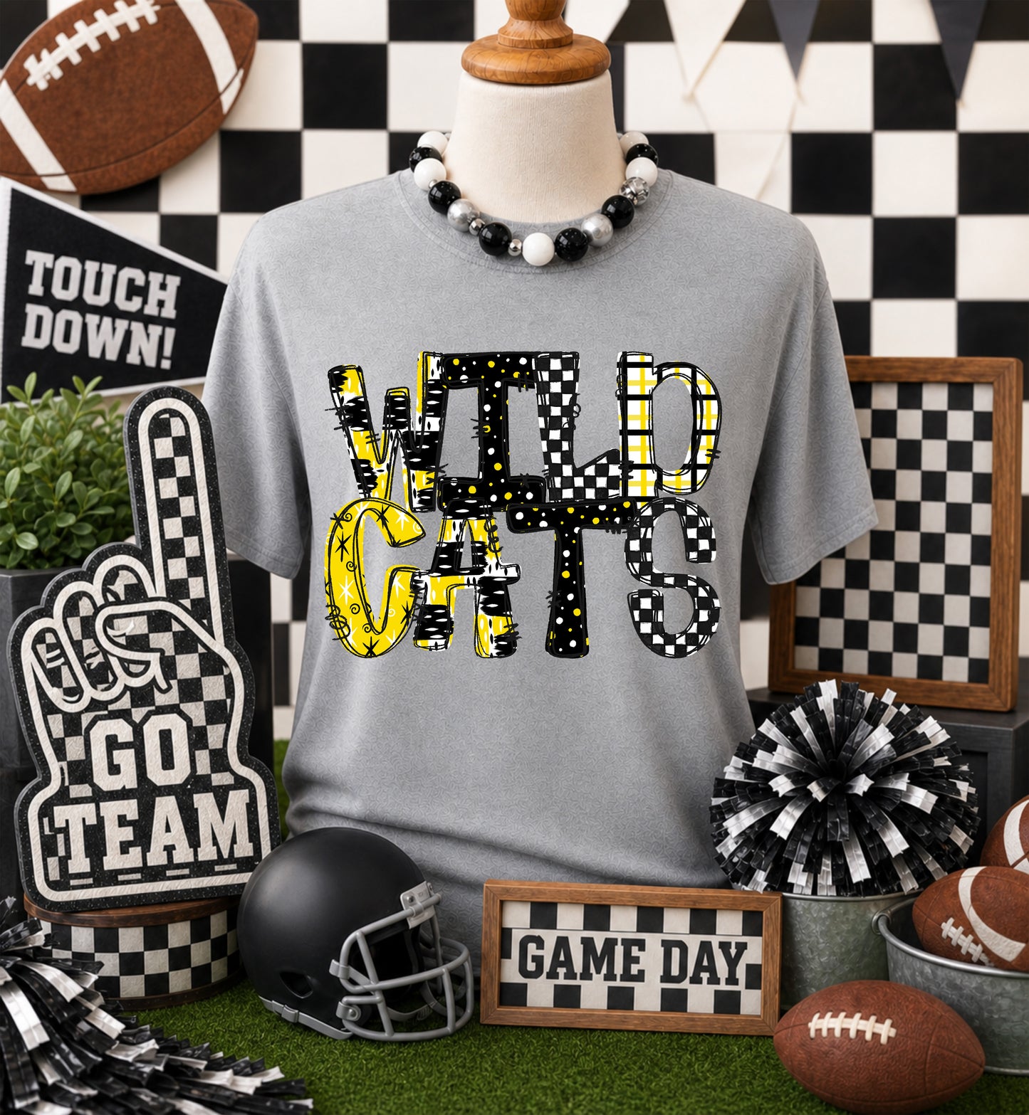 Game day yellow mascots DTF Transfer, Ready to Press Rustic Key Transfers