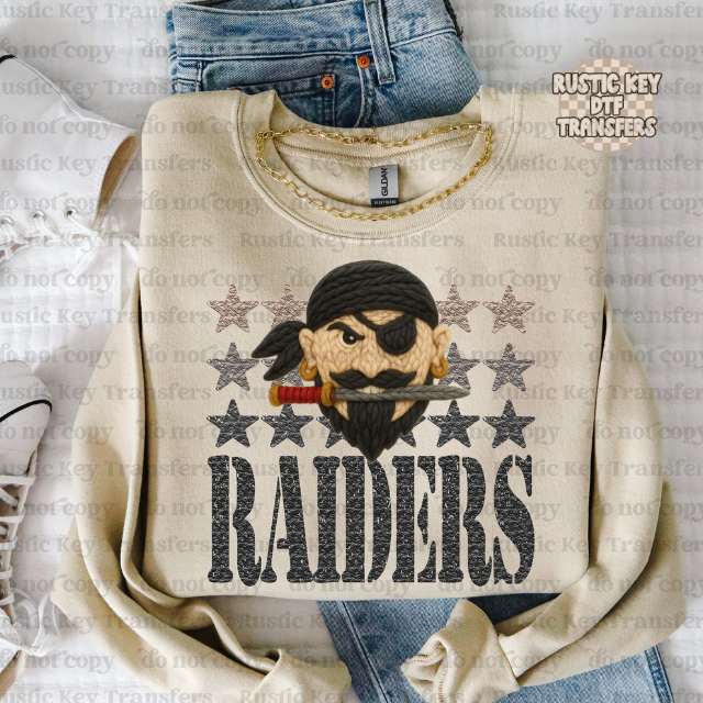 Raiders yarn mascot DTF Transfer, Ready to Press