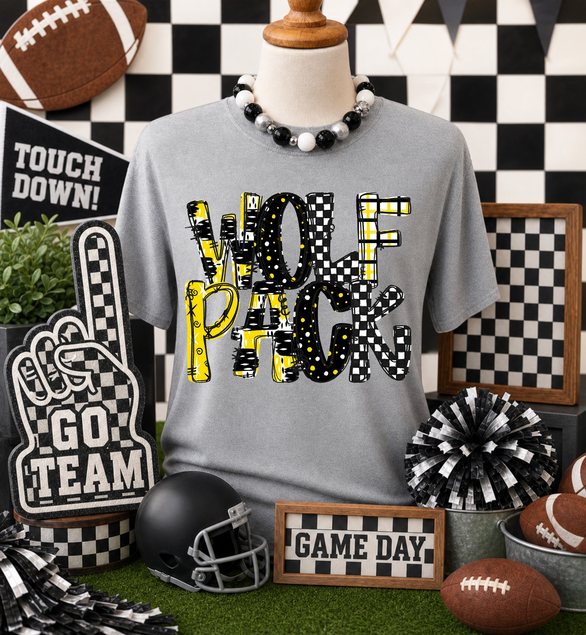 Game day yellow mascots DTF Transfer, Ready to Press Rustic Key Transfers