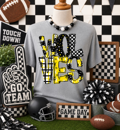 Game day yellow mascots DTF Transfer, Ready to Press Rustic Key Transfers