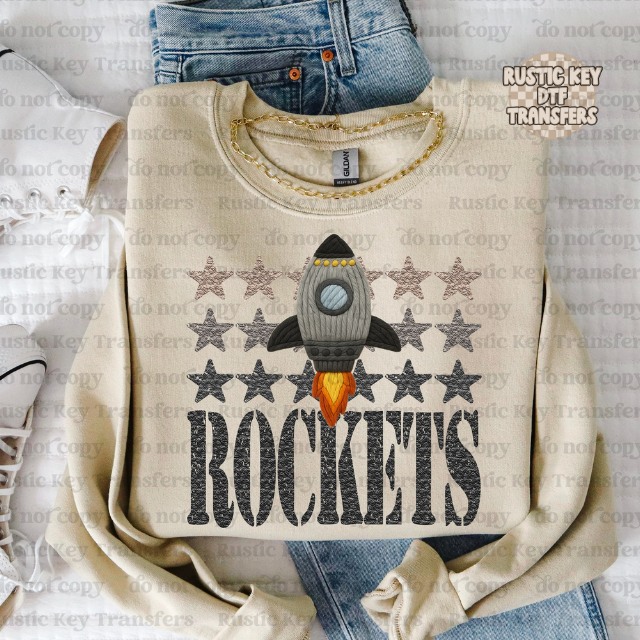 Rockets yarn mascot DTF Transfer, Ready to Press