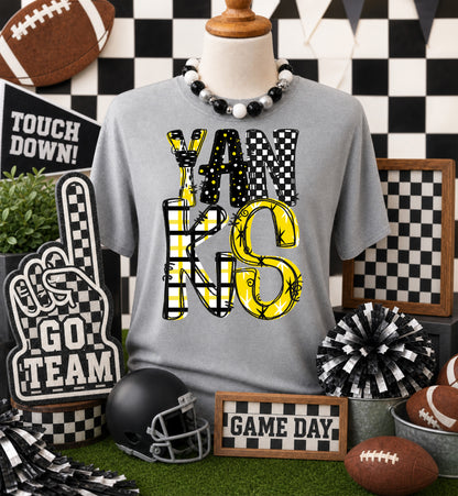 Game day yellow mascots DTF Transfer, Ready to Press Rustic Key Transfers