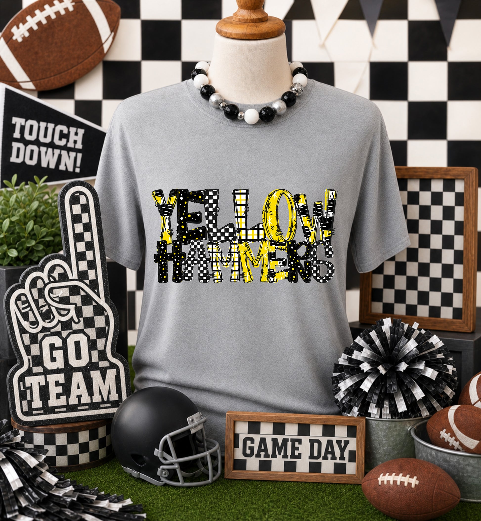 Game day yellow mascots DTF Transfer, Ready to Press Rustic Key Transfers
