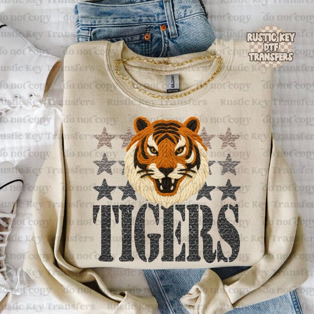 Tigers yarn mascot DTF Transfer, Ready to Press