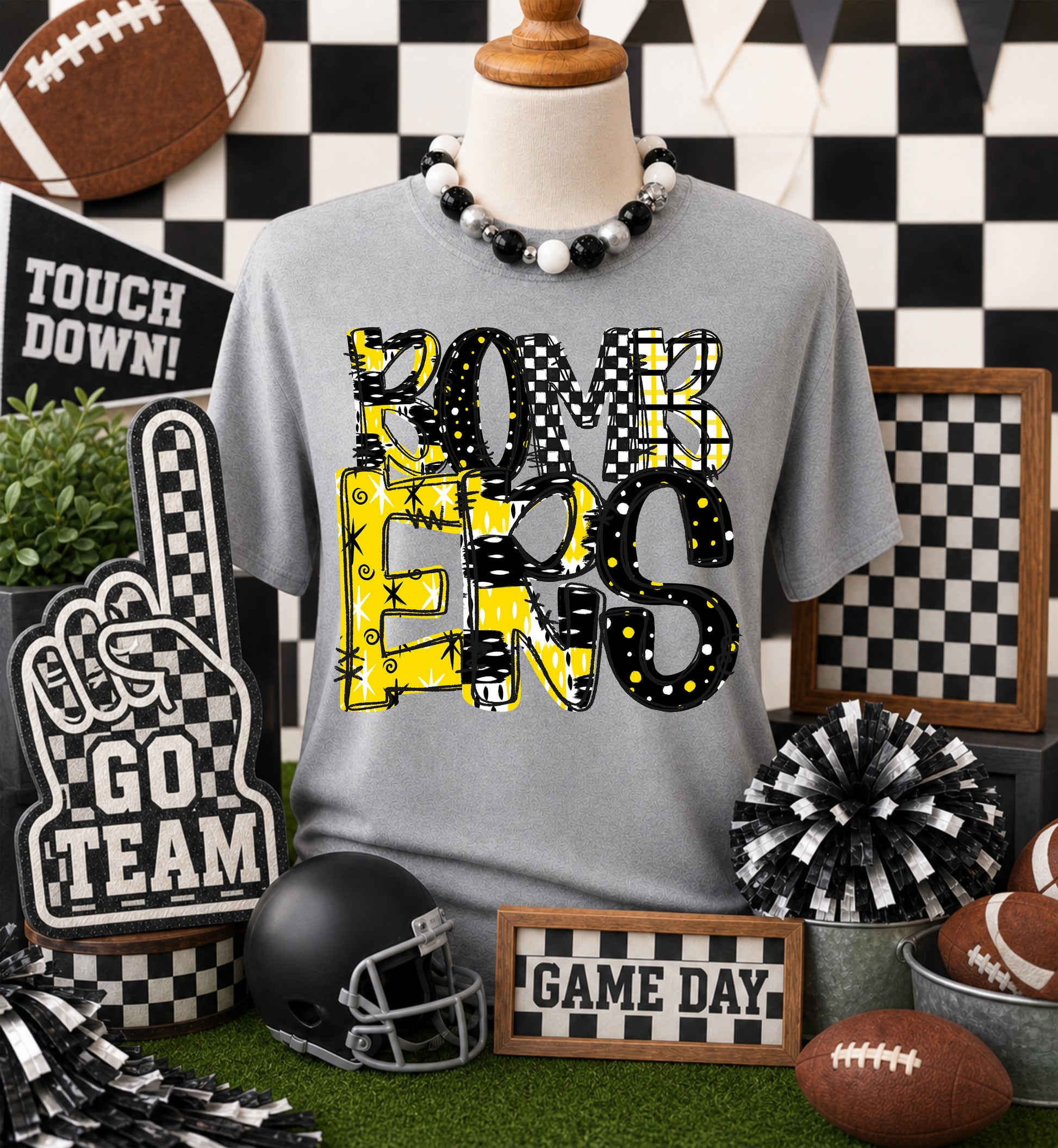 Game day yellow mascots DTF Transfer, Ready to Press Rustic Key Transfers