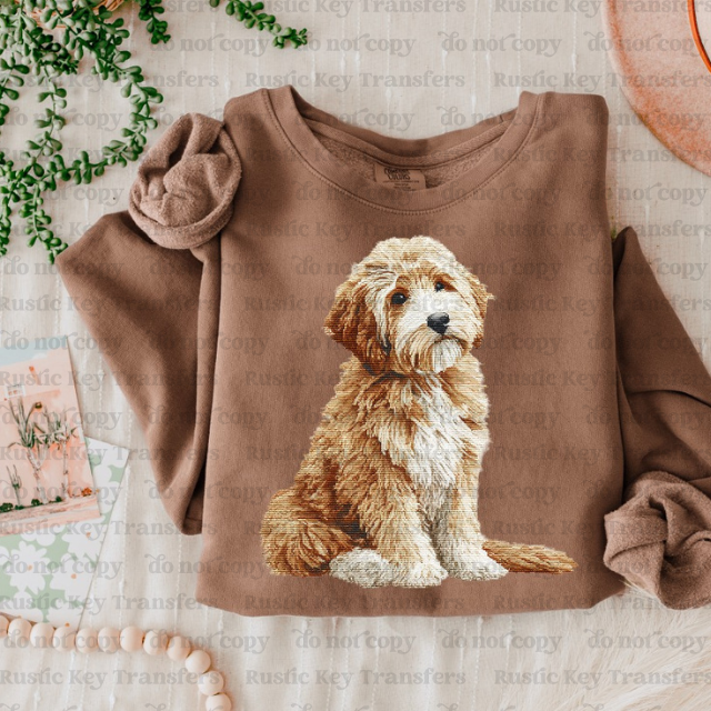 Golden doodle DTF Transfer, Ready to Press
