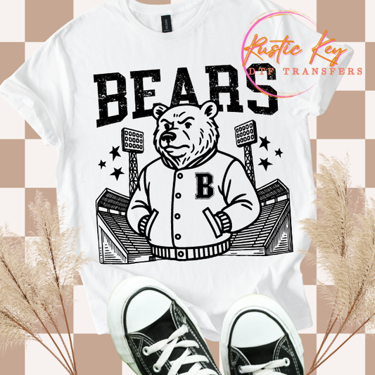 Bears Letterman mascot DTF TRANSFER