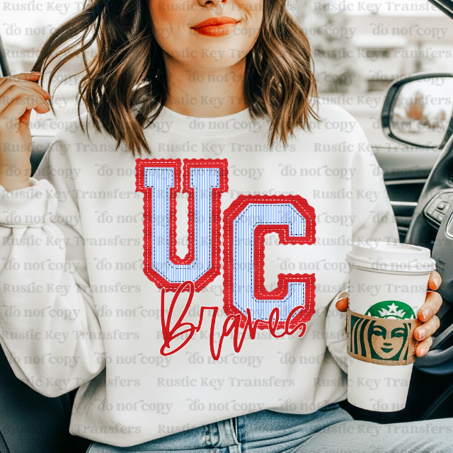 Union County Braves seersucker DTF Transfer, Ready to Press