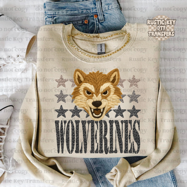 Wolverines yarn mascot DTF Transfer, Ready to Press