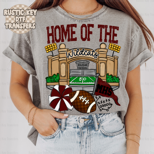 Home of the wildcats MHS DTF Transfer, Ready to Press Rustic Key Transfers
