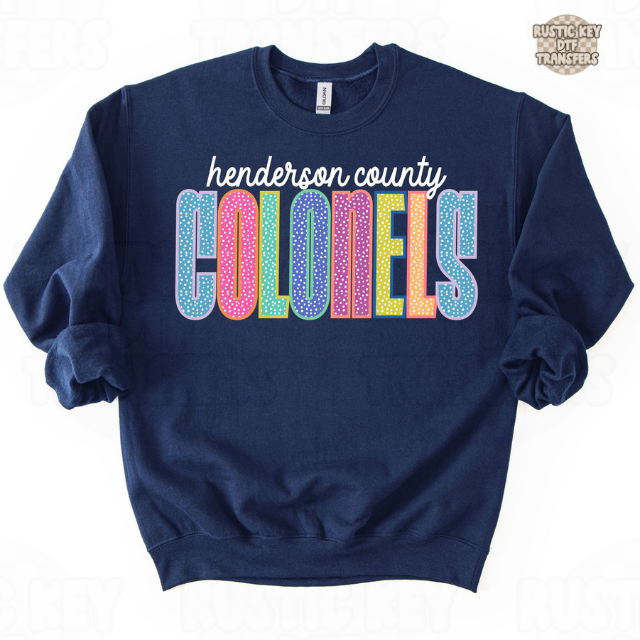 Henderson Colonels DTF Transfer, Ready to Press