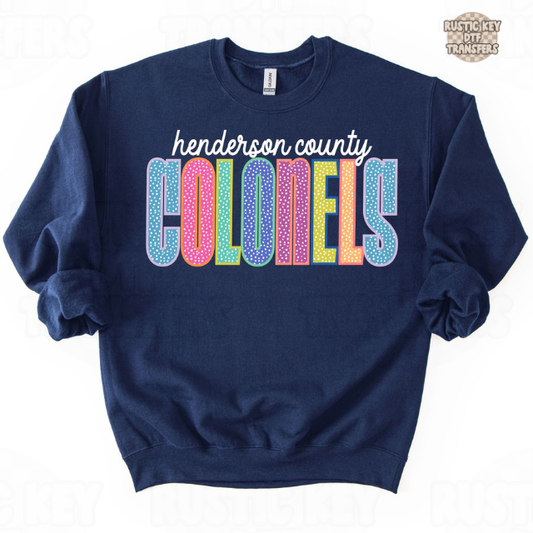 Henderson Colonels DTF Transfer, Ready to Press