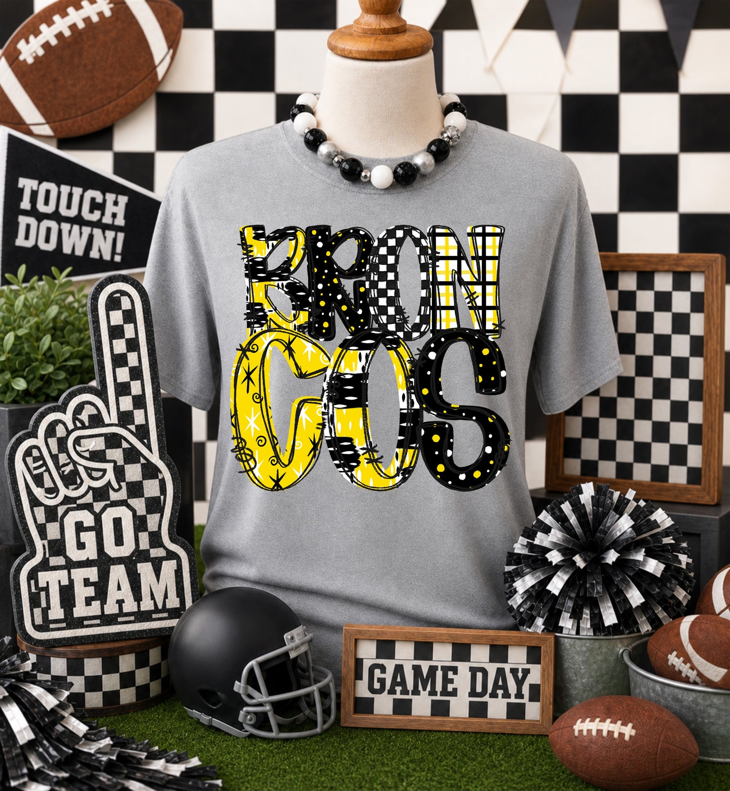 Game day yellow mascots DTF Transfer, Ready to Press Rustic Key Transfers