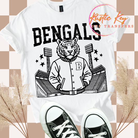 Bengals Letterman mascot DTF TRANSFER