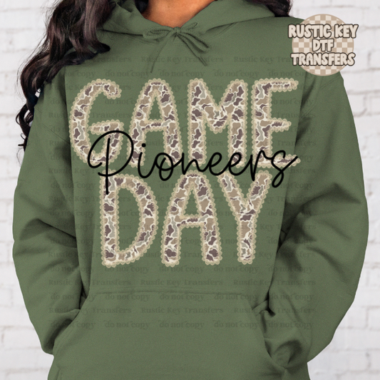Pioneers camo lace mascot DTF TRANSFER