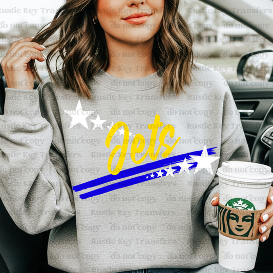 Jets Spirit stars mascot DTF Transfer, Ready to Press