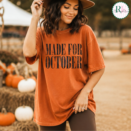 Made for october distressed DTF Transfer, Ready to Press Rustic Key Transfers