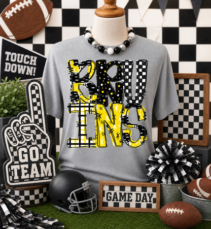Game day yellow mascots DTF Transfer, Ready to Press Rustic Key Transfers