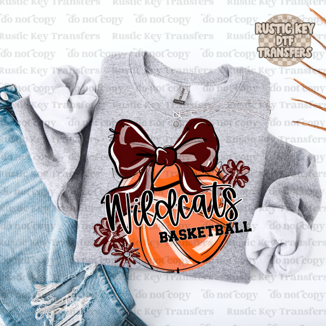 Wildcats Basketball Bow DTF Transfer, Ready to Press