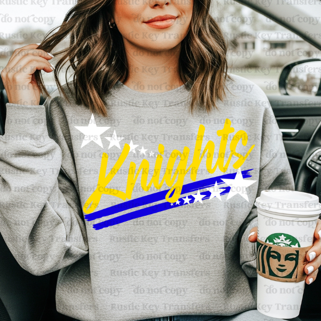 Knights Spirit stars mascot DTF Transfer, Ready to Press